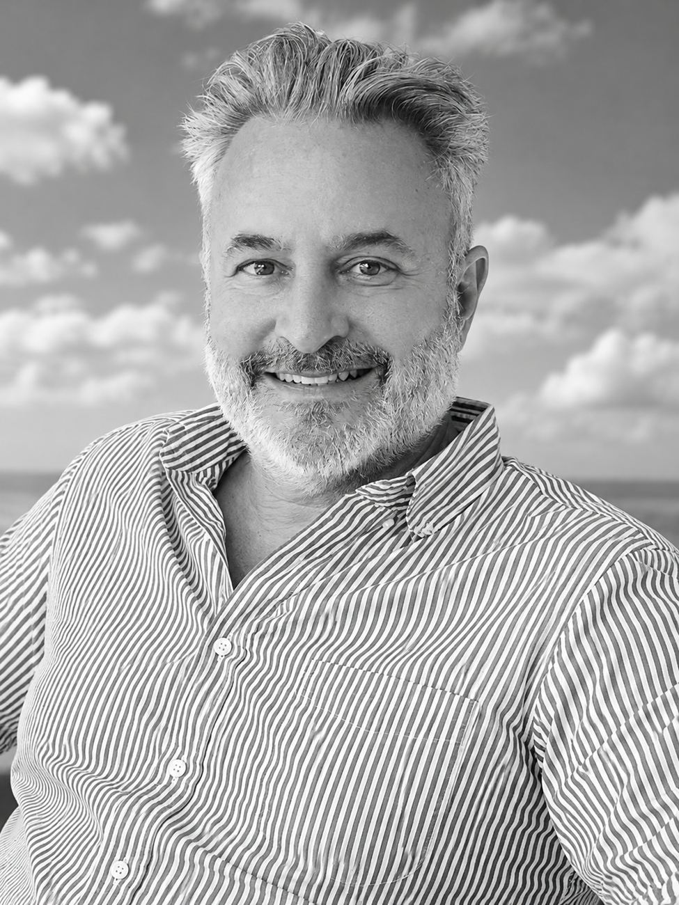 Black and white professional portrait of Tom Marrazza